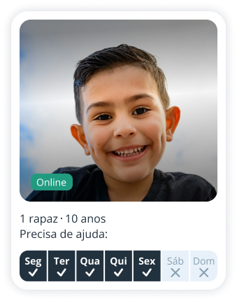 Perfil de pai/mãe na Sitly em busca de babysitter para um menino de 10 anos