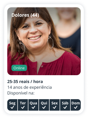 Perfil de babysitter da Dolores, 44 anos, disponível na Sitly