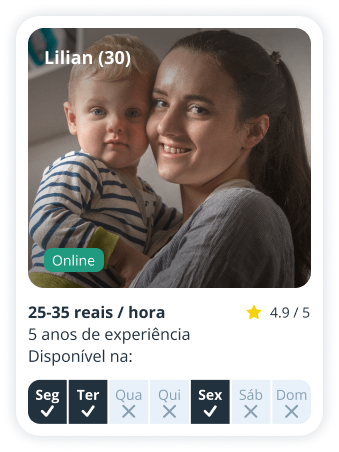 Perfil de babysitter da Lilian, 30 anos, disponível na Sitly